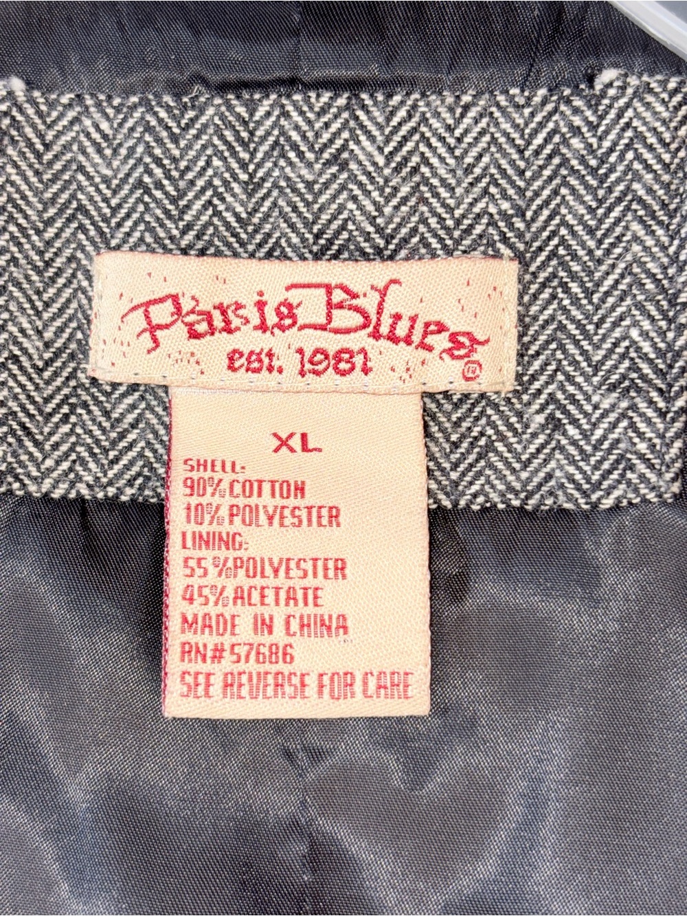 Paris Blues Vintage Gray Herringbone Button Front Vest XL - Picture 4 of 6